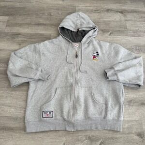 Vintage Disney Store Mickey Mouse Zip Up Hoodie Mens Medium Gray Sweatshirt